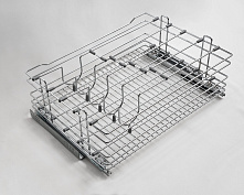 корзина выкатная для хранения сковородок и крышек в нижнюю базу 600 на направляющих blum, хром (6099