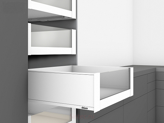 фото legrabox pure c, высокий внутренний, панель с низкой/высокой вставкой, 350 мм, белый шелк
