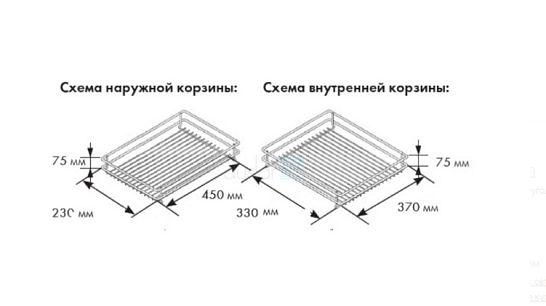 фото vs cor fold (wari corner), комплект корзин classic для корпуса 800 мм, хром