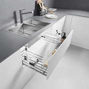 сетка выдвижная под мойку в базу 900 мм, полное выдвижение c blumotion, крепление к фасаду