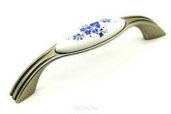 ручка up17-0096-ga011-wht-16 bello патинир. никель/белый  фарфор, 96мм, gamet 