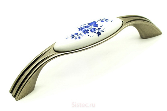 фото ручка up17-0096-ga011-wht-16 bello патинир. никель/белый  фарфор, 96мм, gamet 