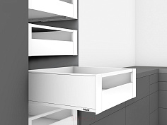 legrabox pure c, высокий внутренний, передняя панель с релингом, 350 мм, белый шелк