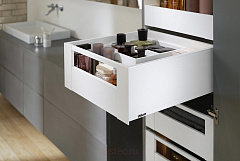 legrabox pure c, высокий внутренний, передняя панель с релингом, 450 мм, белый шелк