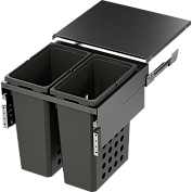 vs wash space xx c600 выдвижная система для белья с двумя ведрами, цвет lava grey